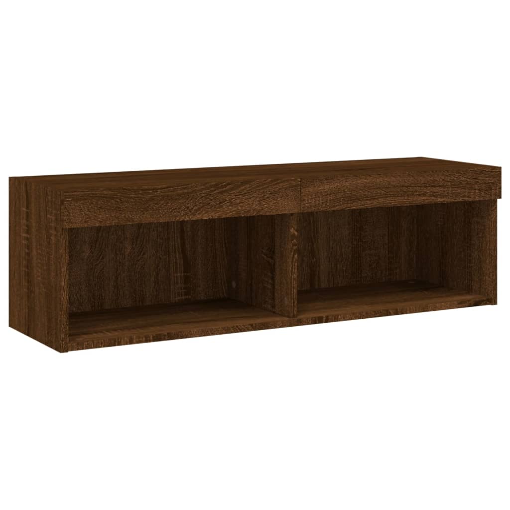 vidaXL TV Cabinet with LED Lights Brown Oak 100x30x30 cm