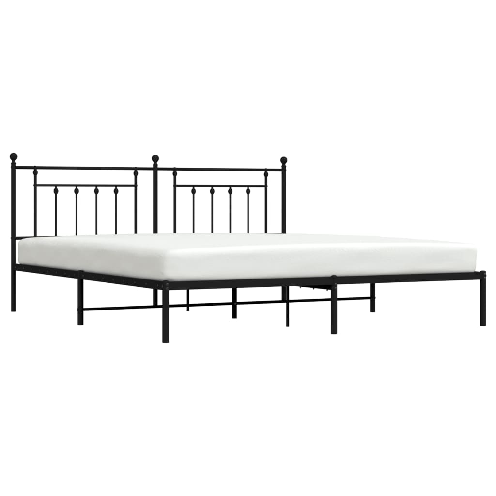 vidaXL Metal Bed Frame without Mattress with Headboard Black 193x203 cm