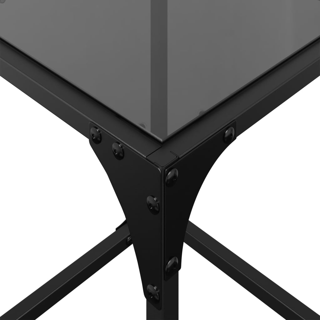 vidaXL Coffee Table with Black Glass Top 30x30x40 cm Steel