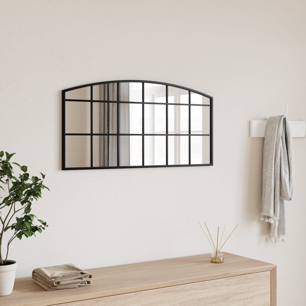 vidaXL Wall Mirror Black 80x40 cm Arch Iron