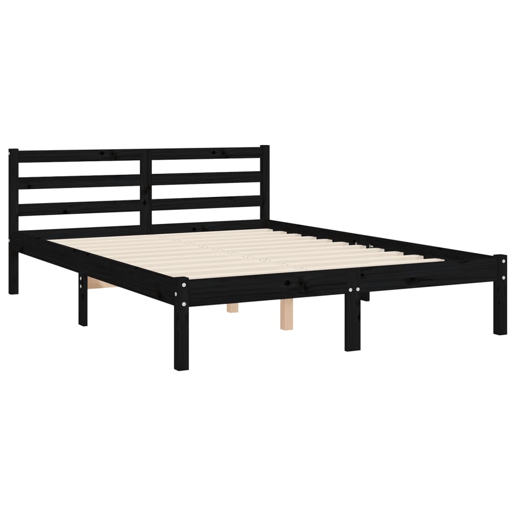 vidaXL Bed Frame with Headboard Black 120x200 cm Solid Wood