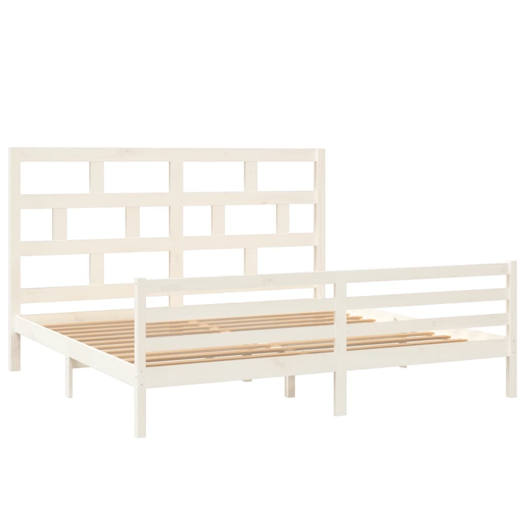 vidaXL Bed Frame without Mattress White Solid Wood 200x200 cm (810451+814215)