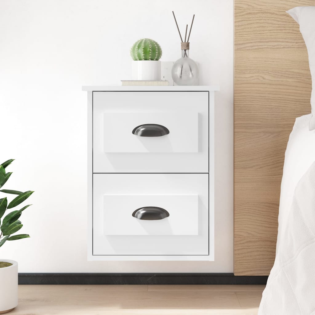 vidaXL Wall-mounted Bedside Cabinets 2 pcs High Gloss White 41.5x36x53cm