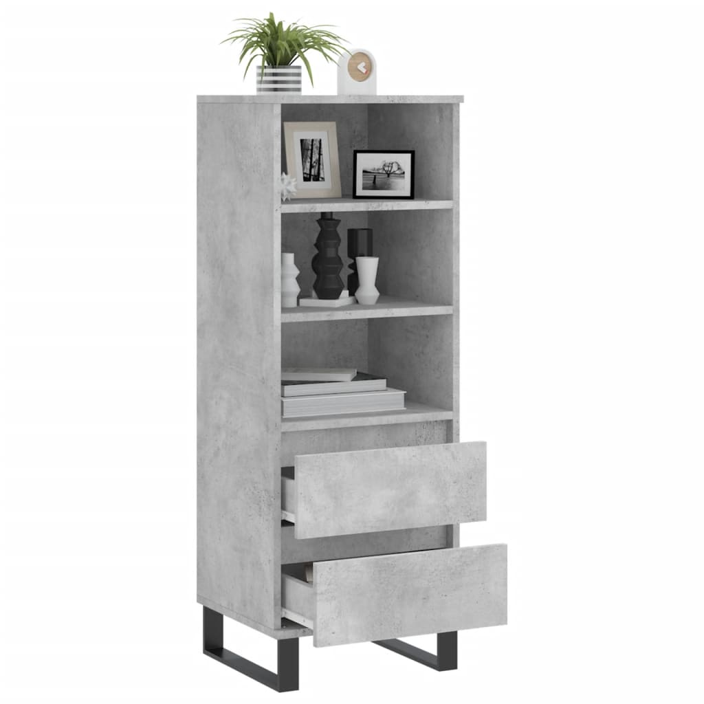 vidaXL Highboard Concrete Grey 40x36x110 cm Engineered Wood