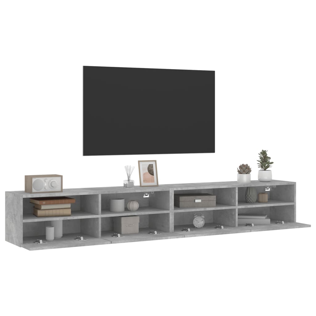 vidaXL TV Wall Cabinets 2 pcs Concrete Grey 100x30x30 cm Engineered Wood