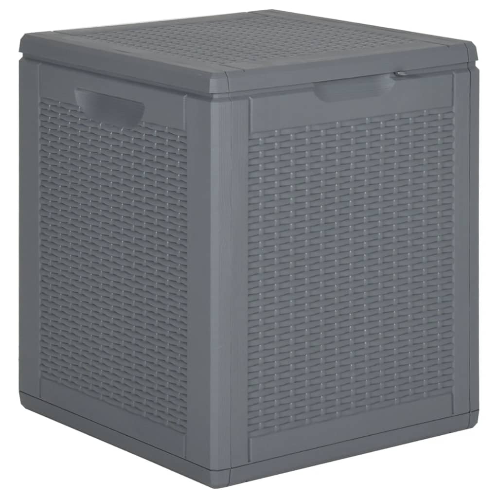 vidaXL Garden Storage Box Grey PP Rattan 90 L