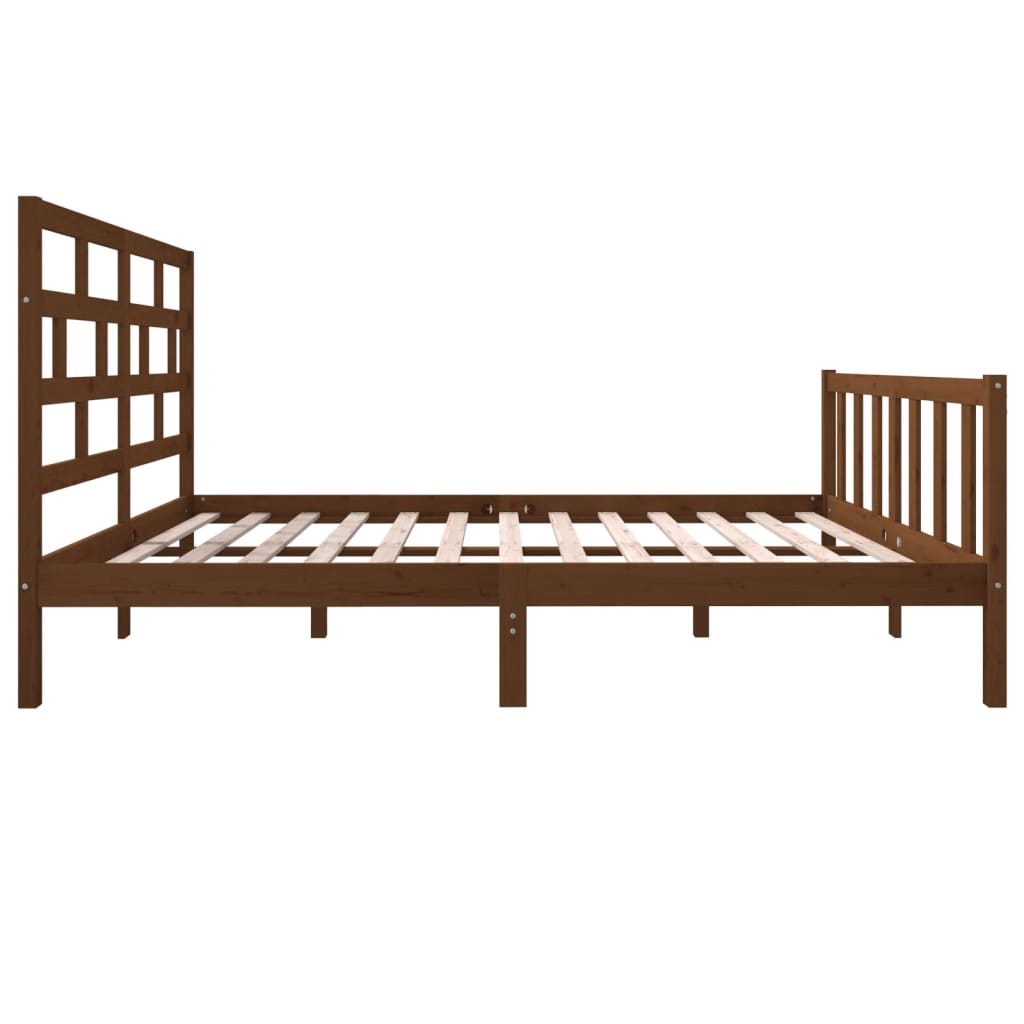 vidaXL Bed Frame without Mattress Honey Brown Solid Wood Pine King Size