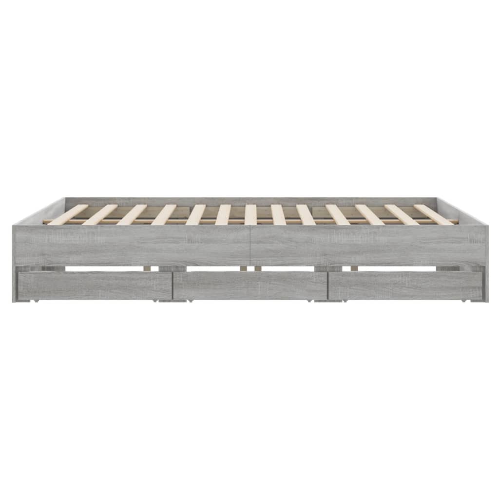 vidaXL Bed Frame with Drawers without Mattress Grey Sonoma 200x200 cm