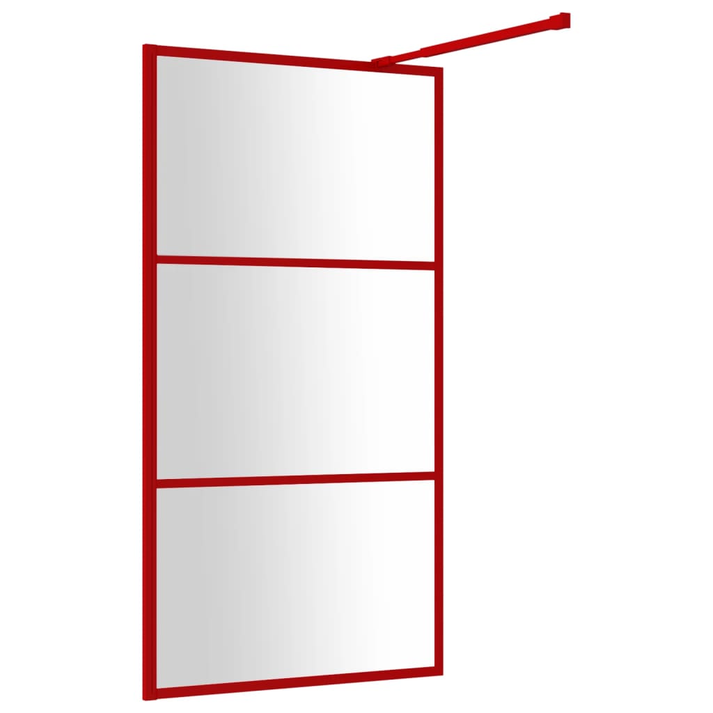 vidaXL Walk-in Shower Wall with Clear ESG Glass Red 115x195 cm