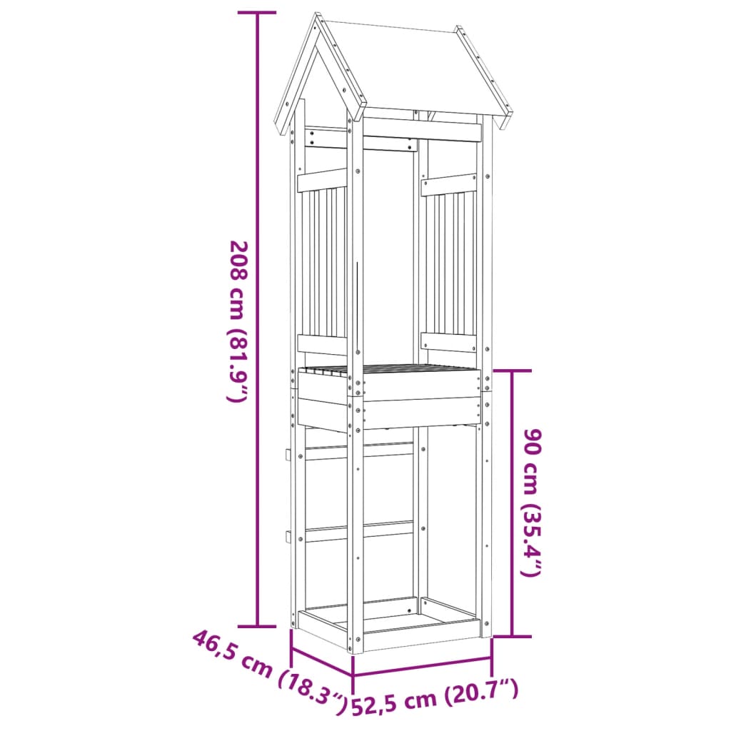 vidaXL Play Tower 52.5x46.5x208 cm Solid Wood Douglas Fir