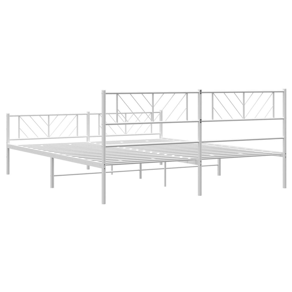 vidaXL Metal Bed Frame without Mattress with Footboard White 193x203 cm