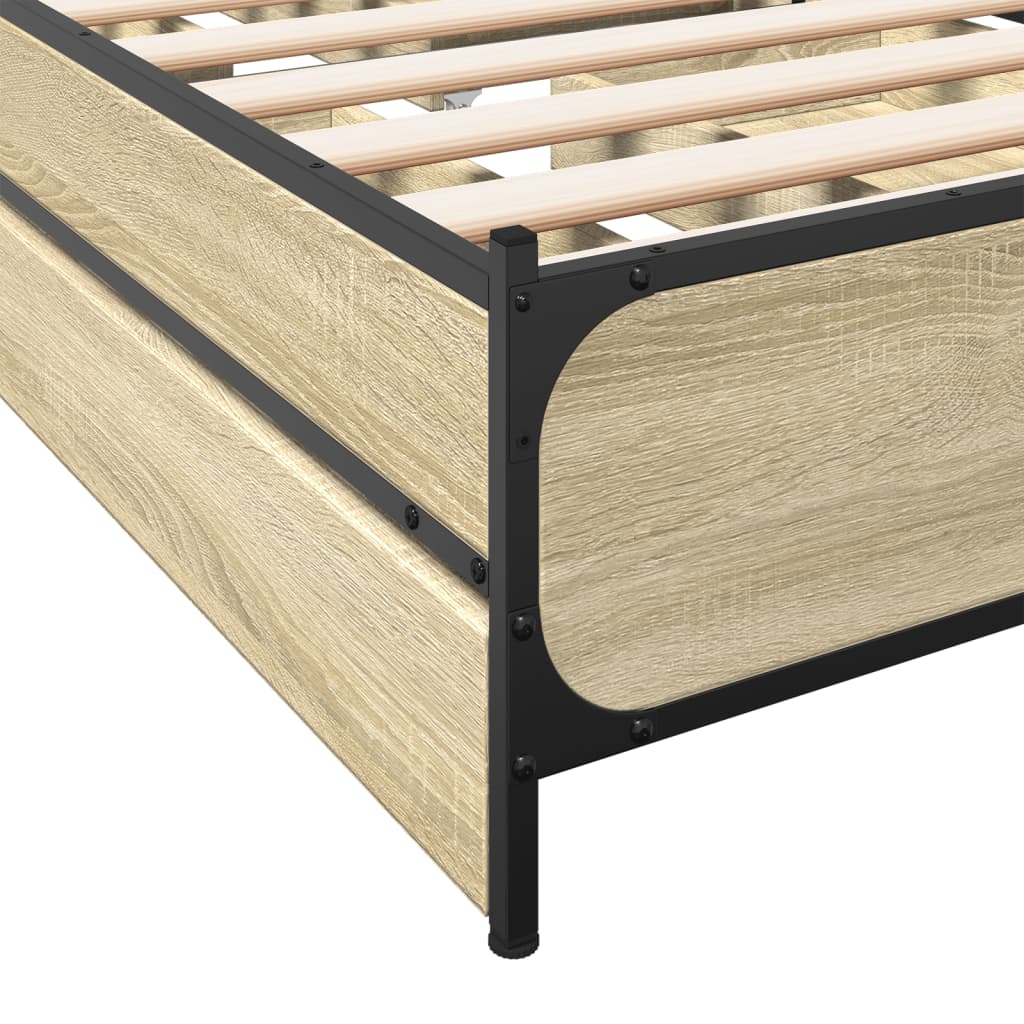 vidaXL Bed Frame with Drawers without Mattress Sonoma Oak 100x200 cm