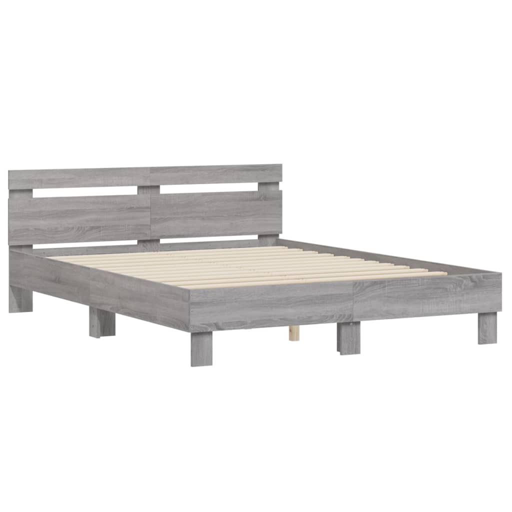 vidaXL Bed Frame without Mattress Grey Sonoma 140x200 cm