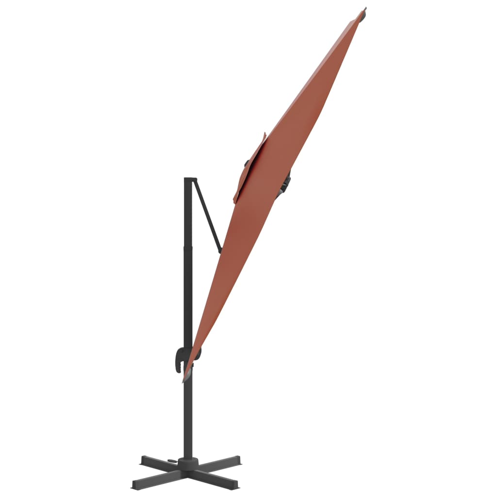 vidaXL LED Cantilever Garden Parasol Terracotta 400x300 cm