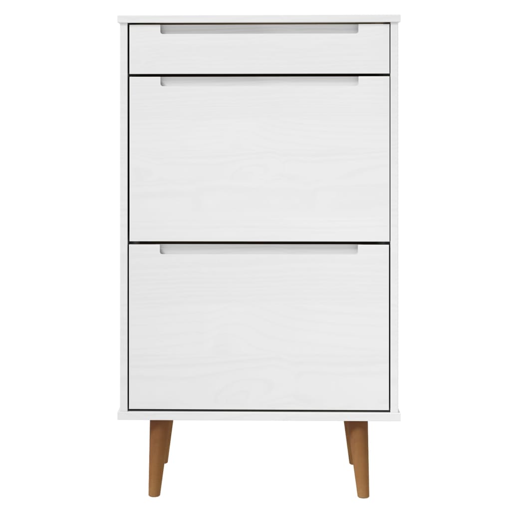 vidaXL Shoe Cabinet MOLDE White 59,5x35x103 cm Solid Wood Pine