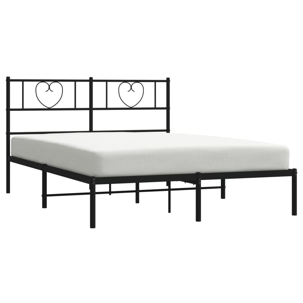 vidaXL Metal Bed Frame without Mattress with Headboard Black 140x200 cm