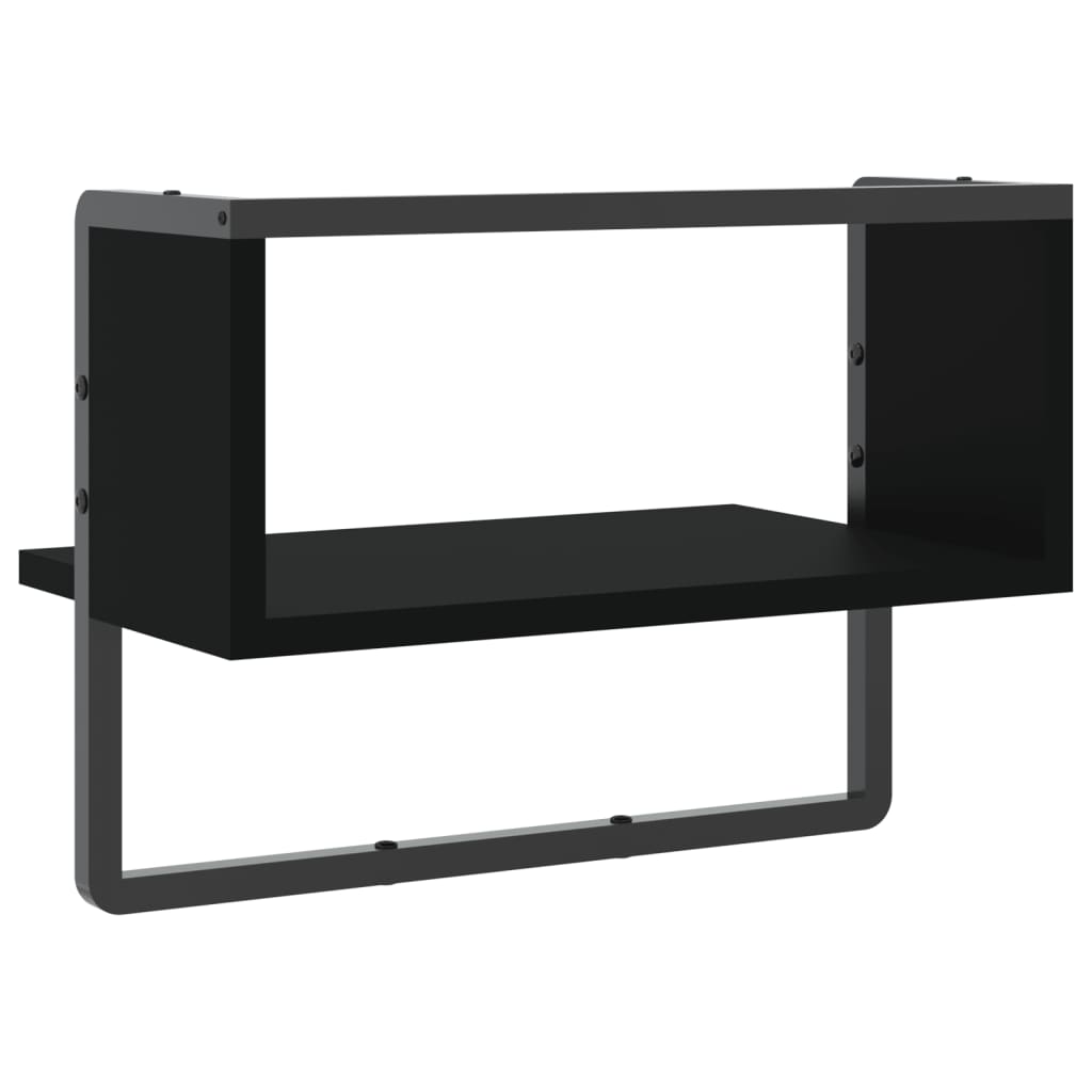 vidaXL Wall Shelf with Bar Black 40x25x30 cm