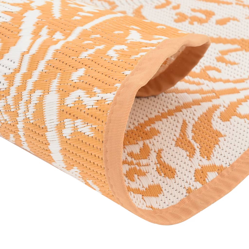 vidaXL Outdoor Carpet Orange and White Ø200 cm PP