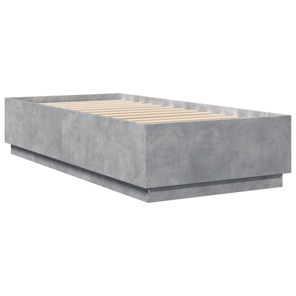 vidaXL Bed Frame with LED without Mattress Concrete Grey 90x200 cm