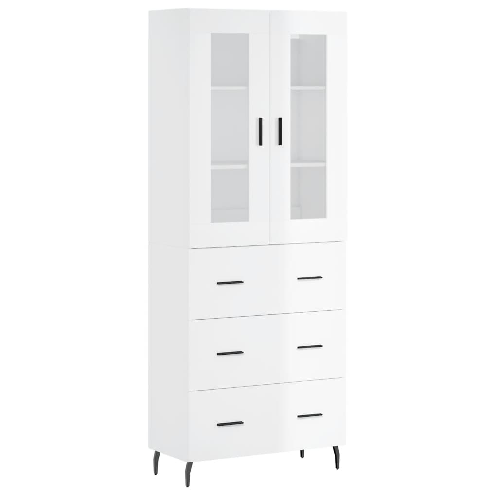 vidaXL Highboard High Gloss White 69.5x34x180 cm Engineered Wood