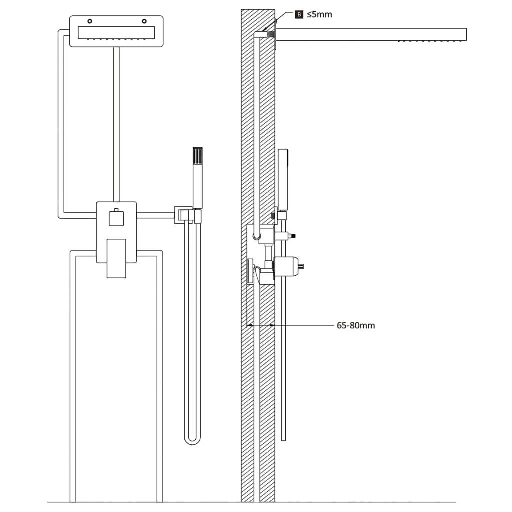 vidaXL Shower System Stainless Steel 201 Silver