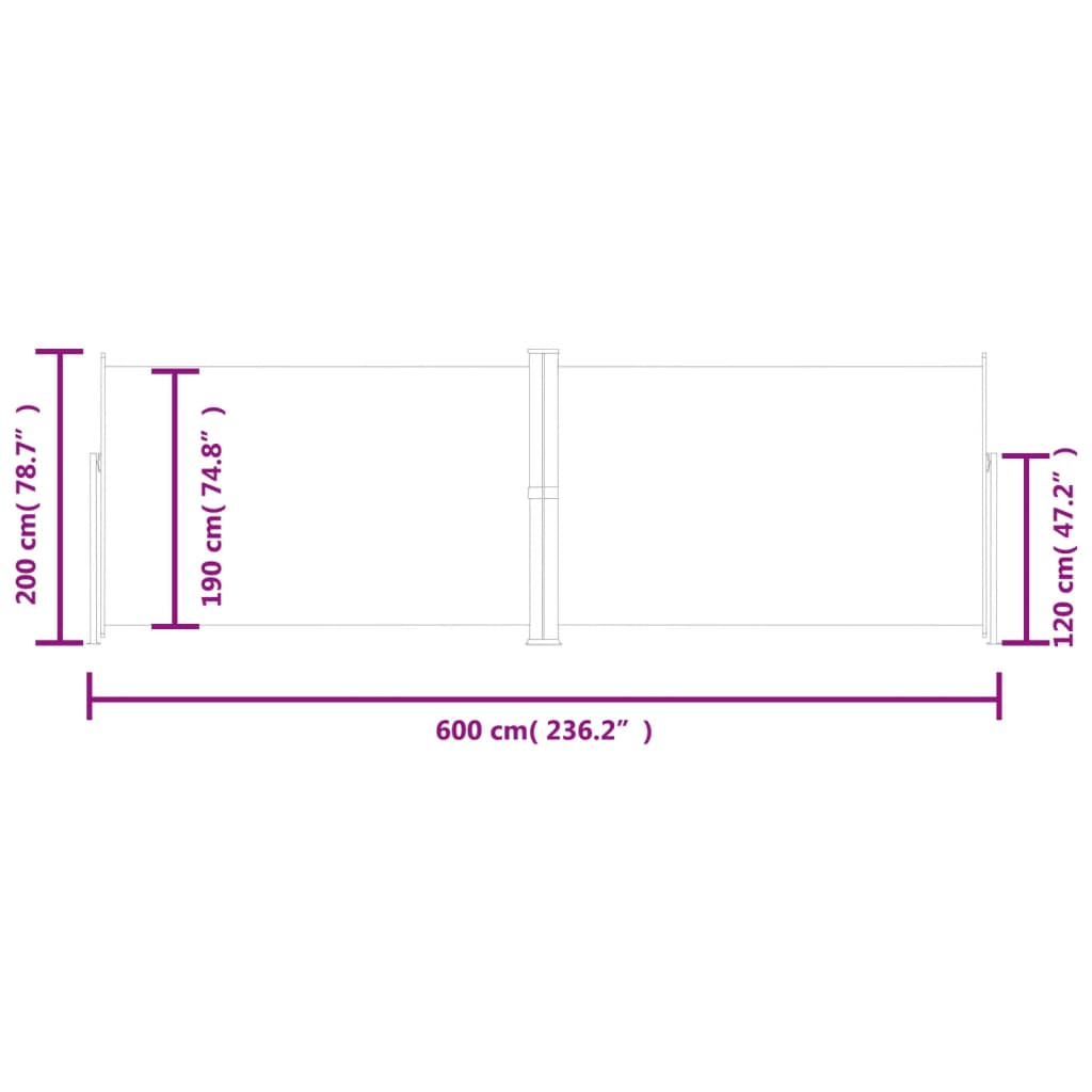 vidaXL Retractable Side Awning Red 200x600 cm