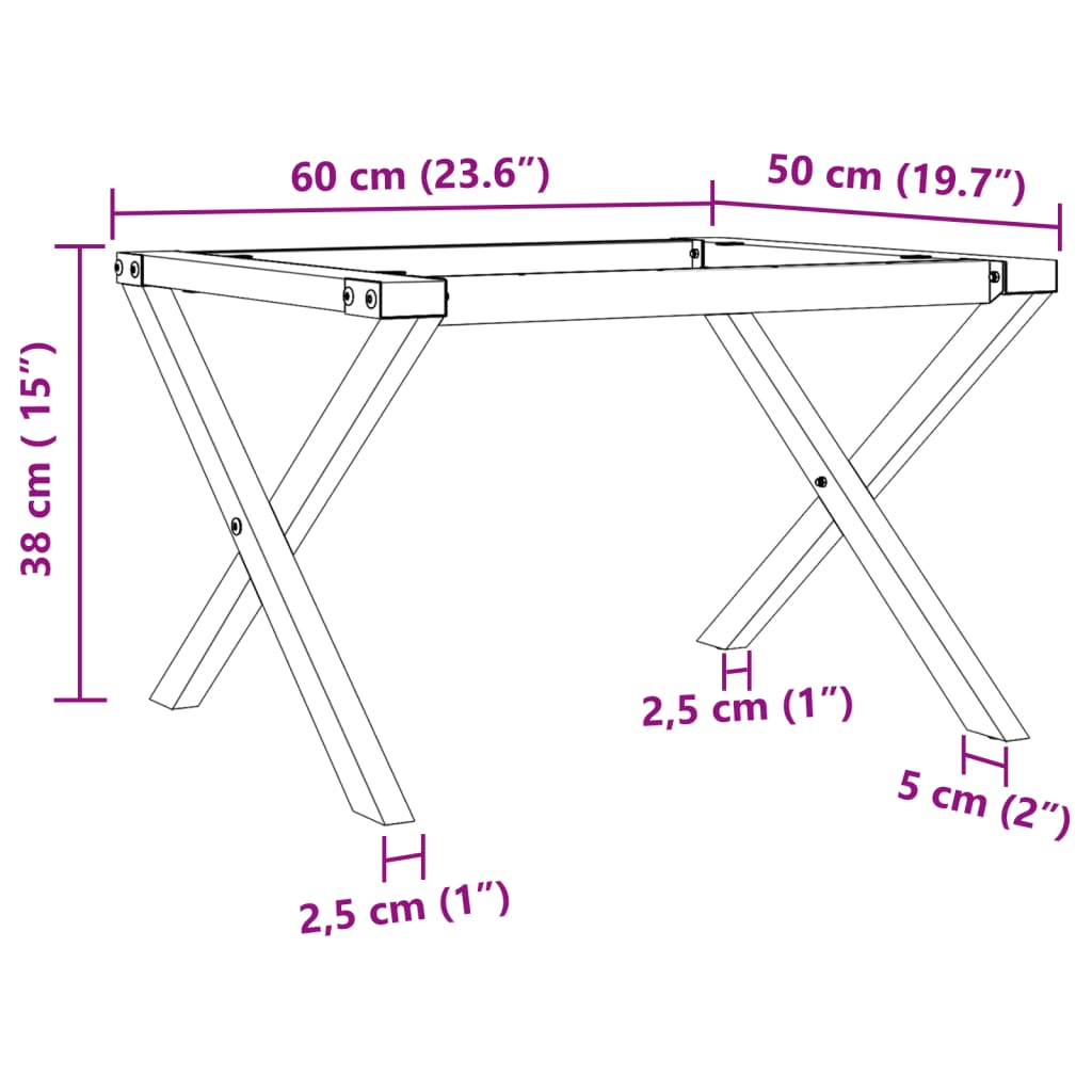 vidaXL Coffee Table Legs X-Frame 60x50x38 cm Cast Iron