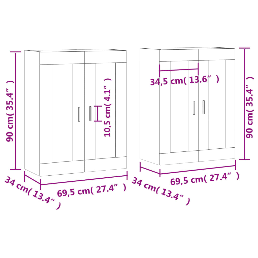 vidaXL Wall Mounted Cabinets 2 pcs Black Engineered Wood