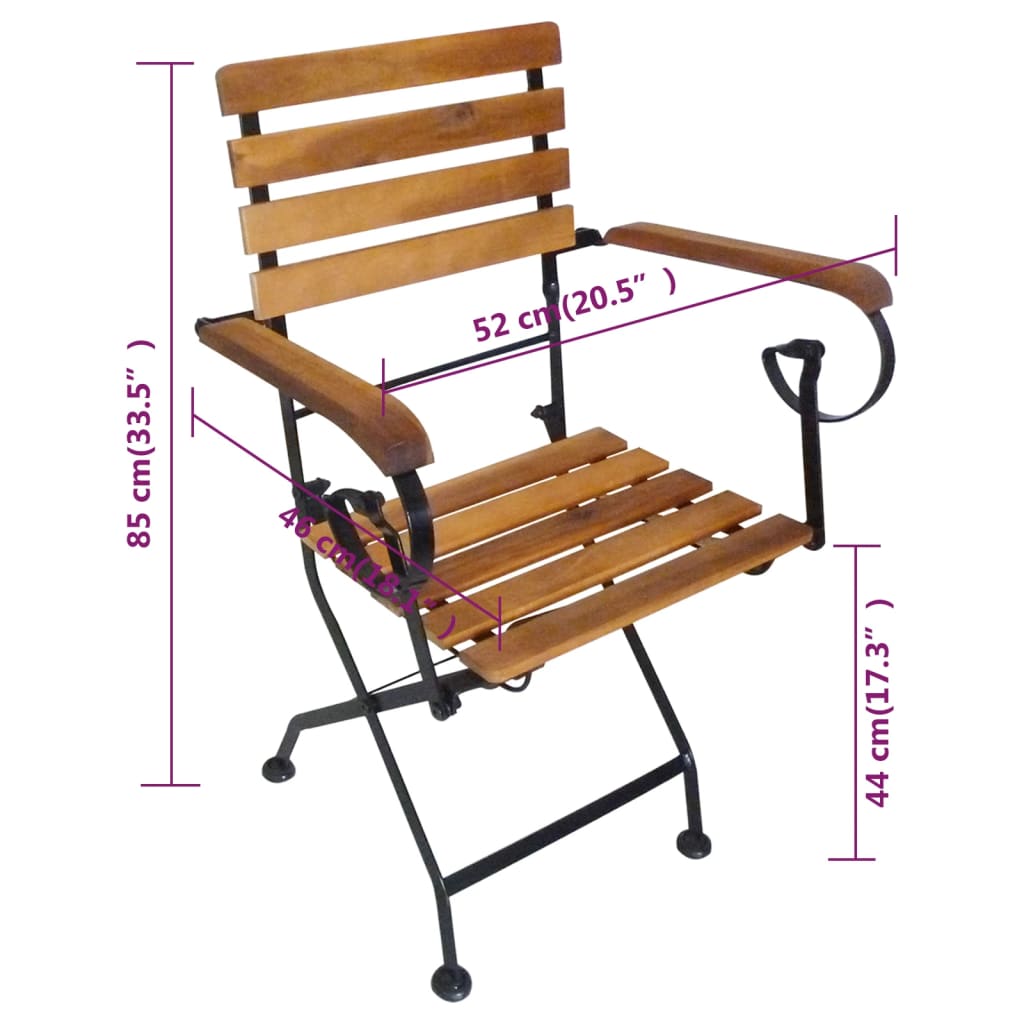 vidaXL Folding Garden Chairs 4 pcs Steel and Solid Wood Acacia