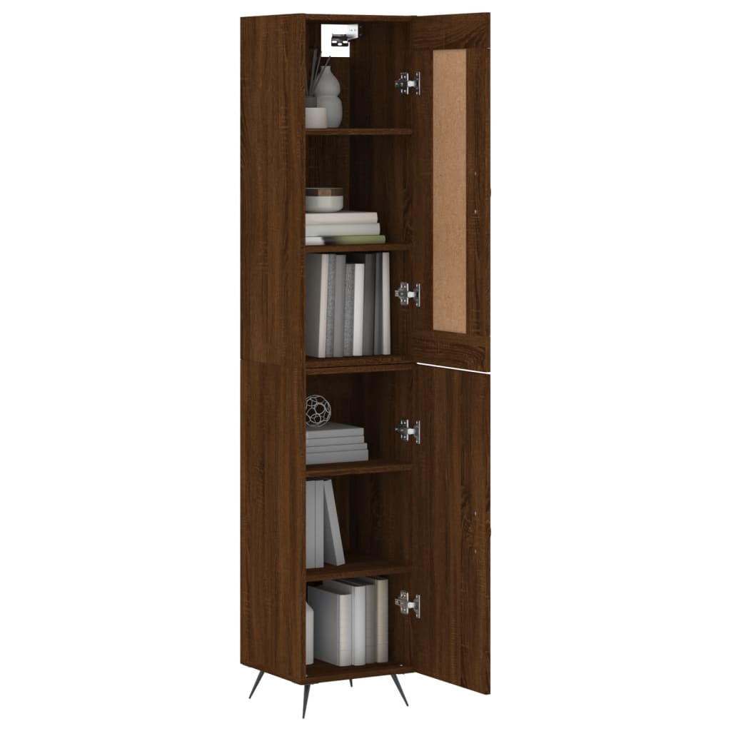 vidaXL Highboard Brown Oak 34.5x34x180 cm Engineered Wood