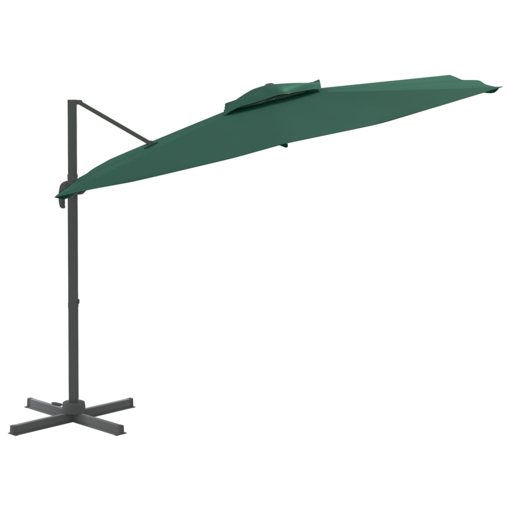 vidaXL Double Top Cantilever Garden Parasol Green 300x300 cm