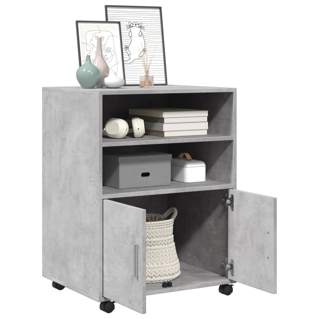 vidaXL Rolling Cabinet Concrete Grey 60x48x81 cm Engineered Wood