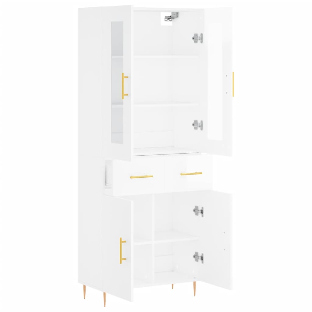 vidaXL Highboard High Gloss White 69.5x34x180 cm Engineered Wood