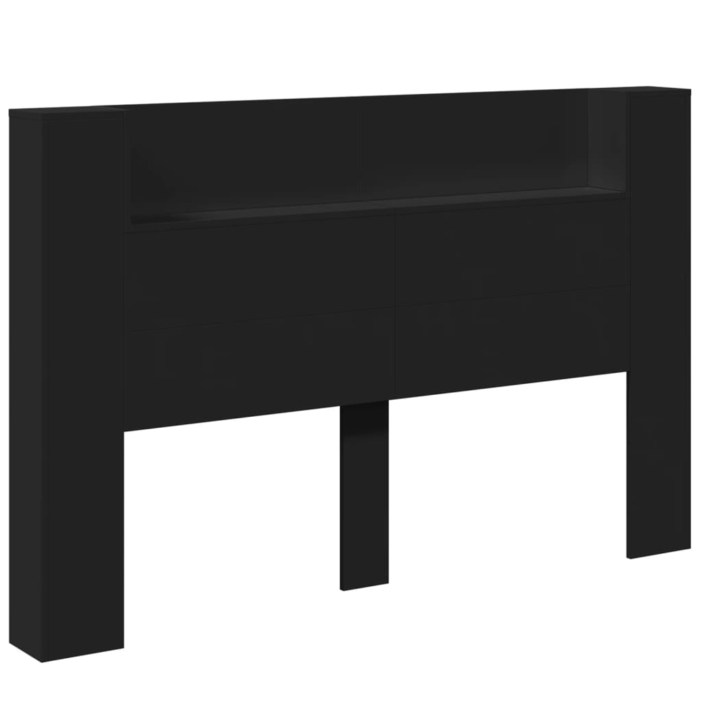 vidaXL Headboard Cabinet with LED Black 160x16.5x103.5 cm