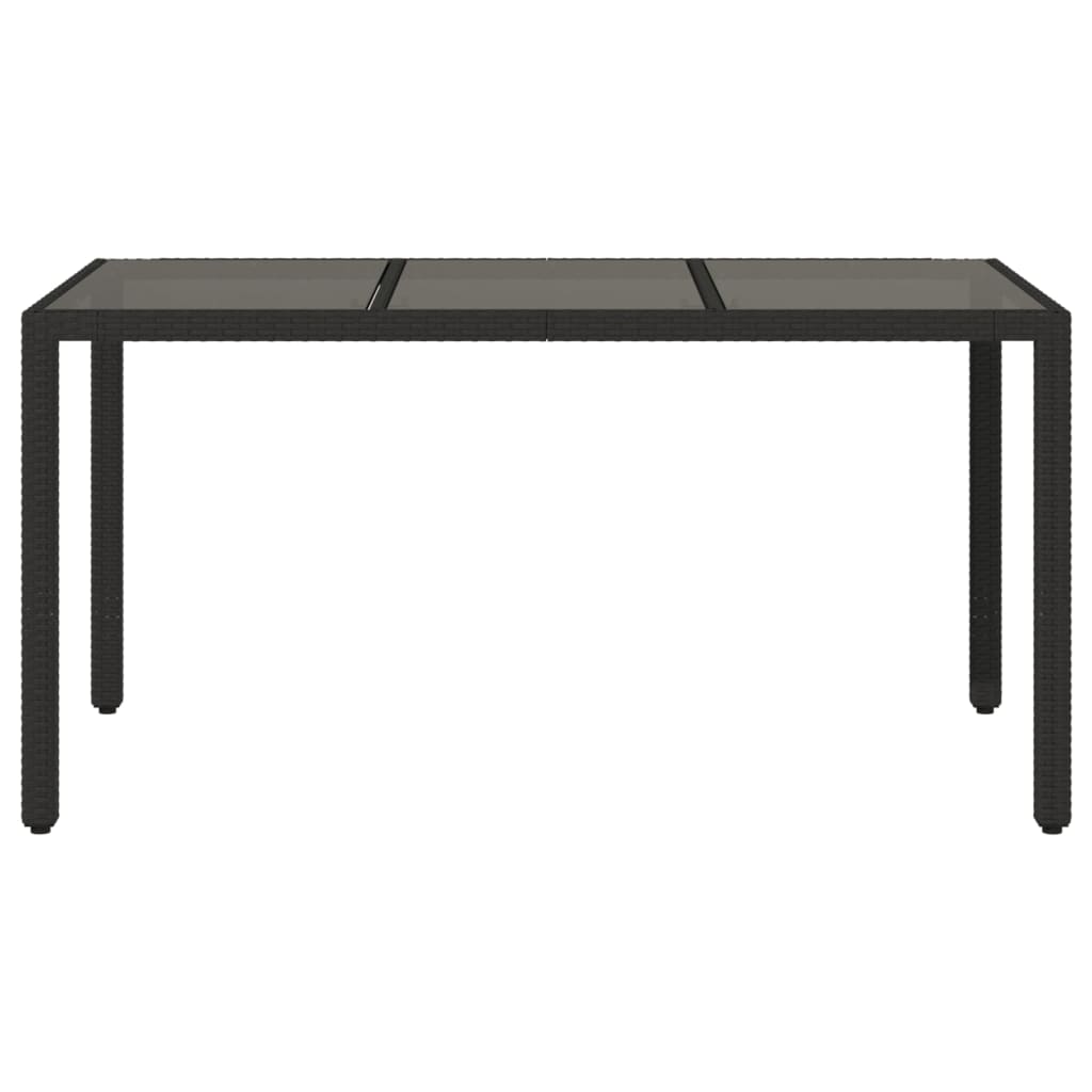 vidaXL Garden Table with Glass Top Black 150x90x75 cm Poly Rattan