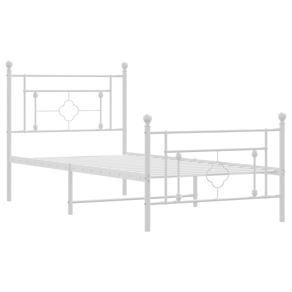 vidaXL Metal Bed Frame without Mattress with Footboard White 100x200 cm