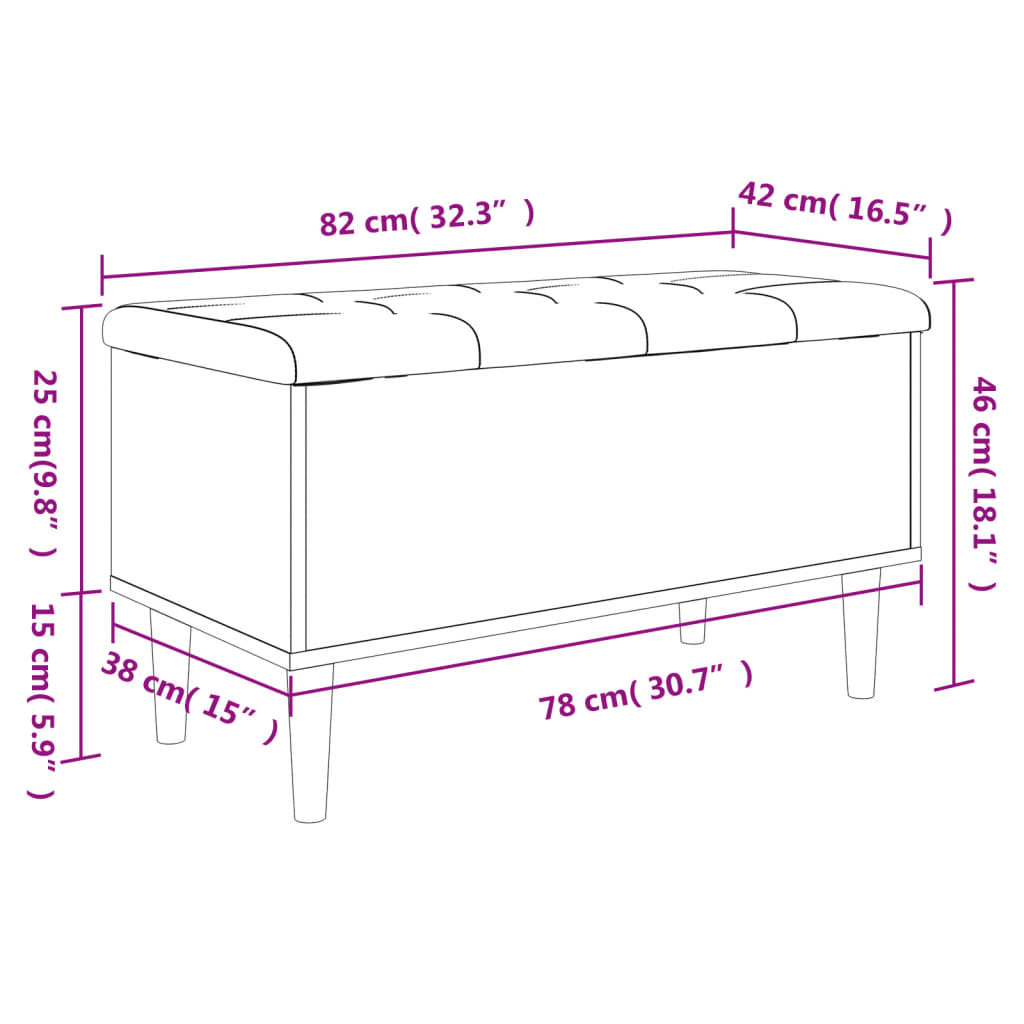 vidaXL Storage Bench Grey Sonoma 82x42x46 cm Engineered Wood