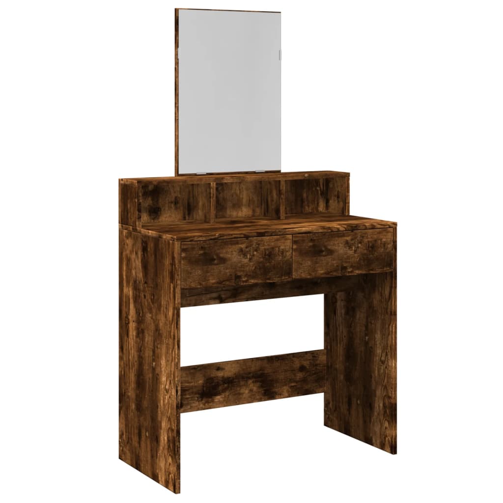 vidaXL Dressing Table with Mirror Smoked Oak 80x41x144.5 cm