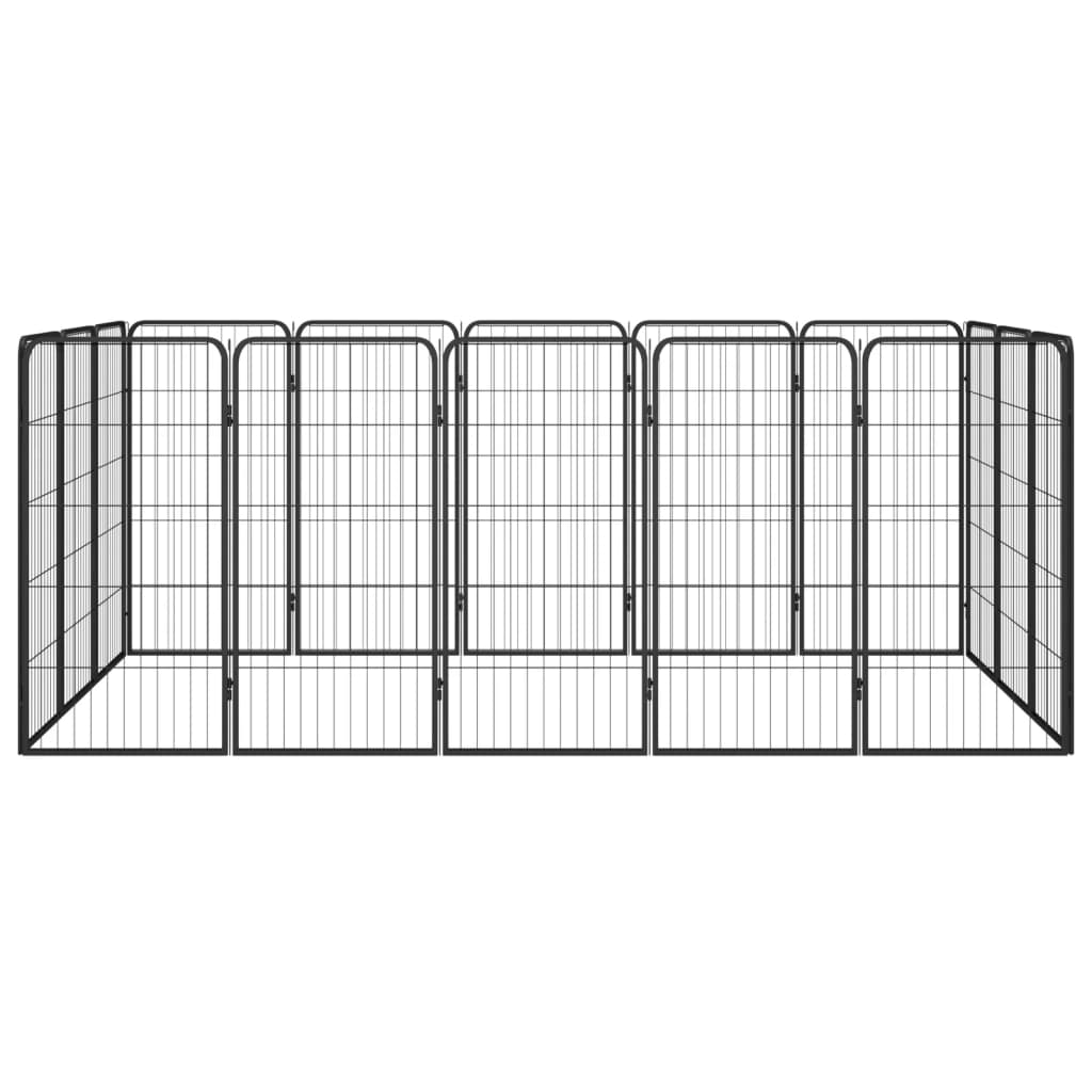 vidaXL 16-Panel Dog Playpen Black 50x100 cm Powder-coated Steel