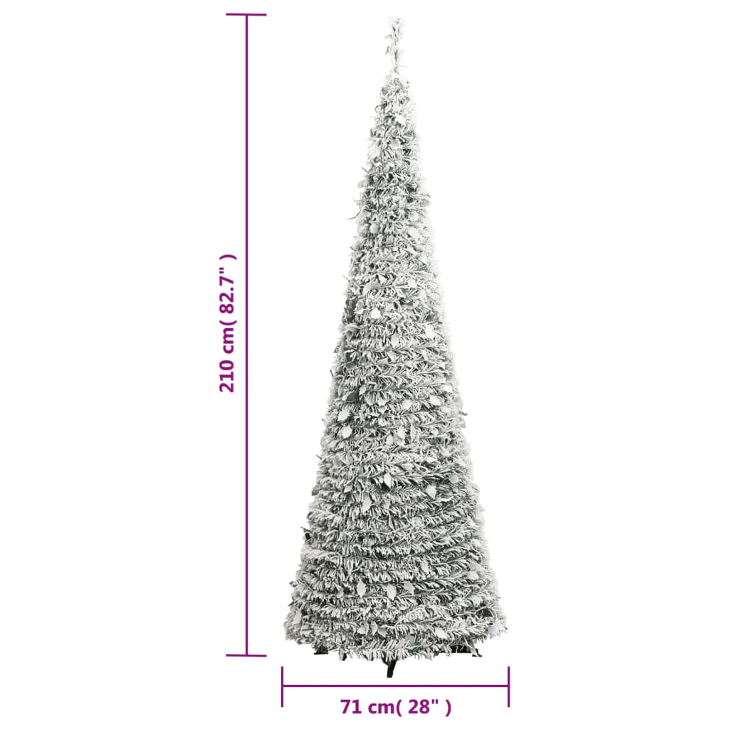 vidaXL Artificial Christmas Tree Pop-up Flocked Snow 200 LEDs 210 cm