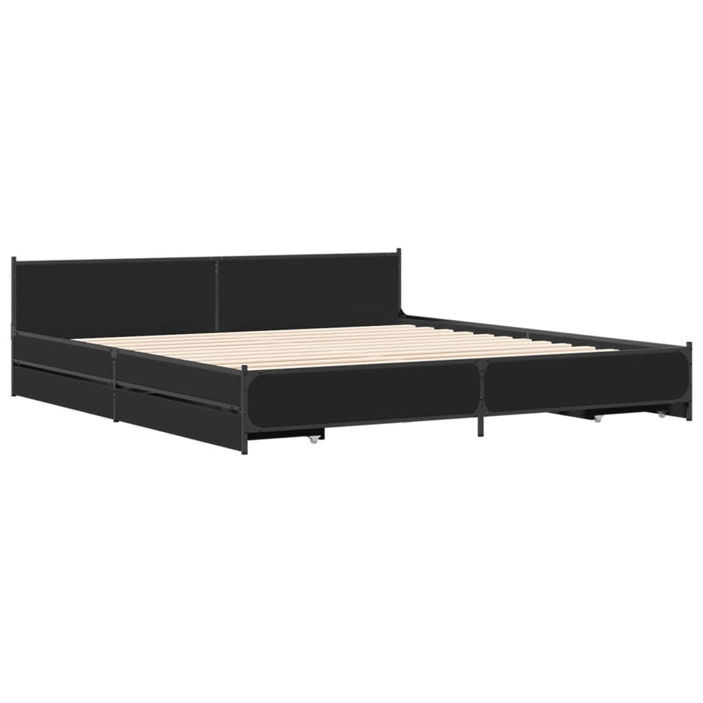 vidaXL Bed Frame with Drawers without Mattress Black 200x200 cm