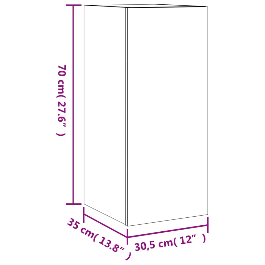 vidaXL TV Wall Cabinets with LED Lights 2 pcs White 30.5x35x70 cm