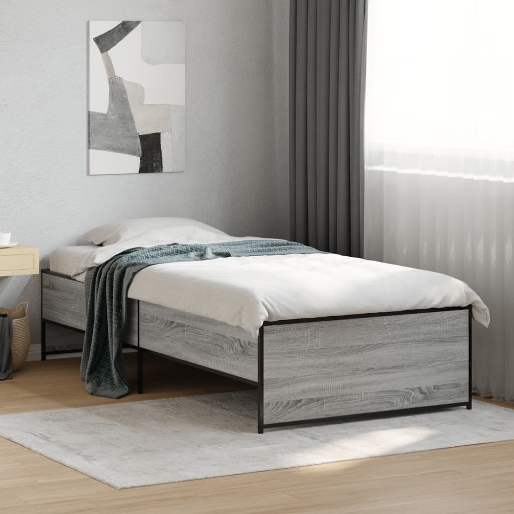 vidaXL Bed Frame without Mattress Grey Sonoma 90x200 cm