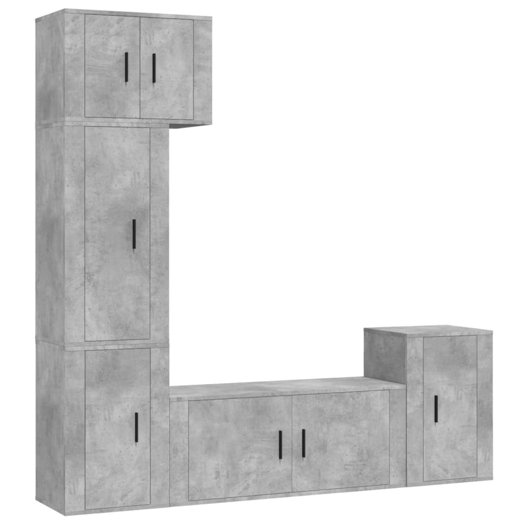 vidaXL 5 Piece TV Cabinet Set Concrete Grey Engineered Wood