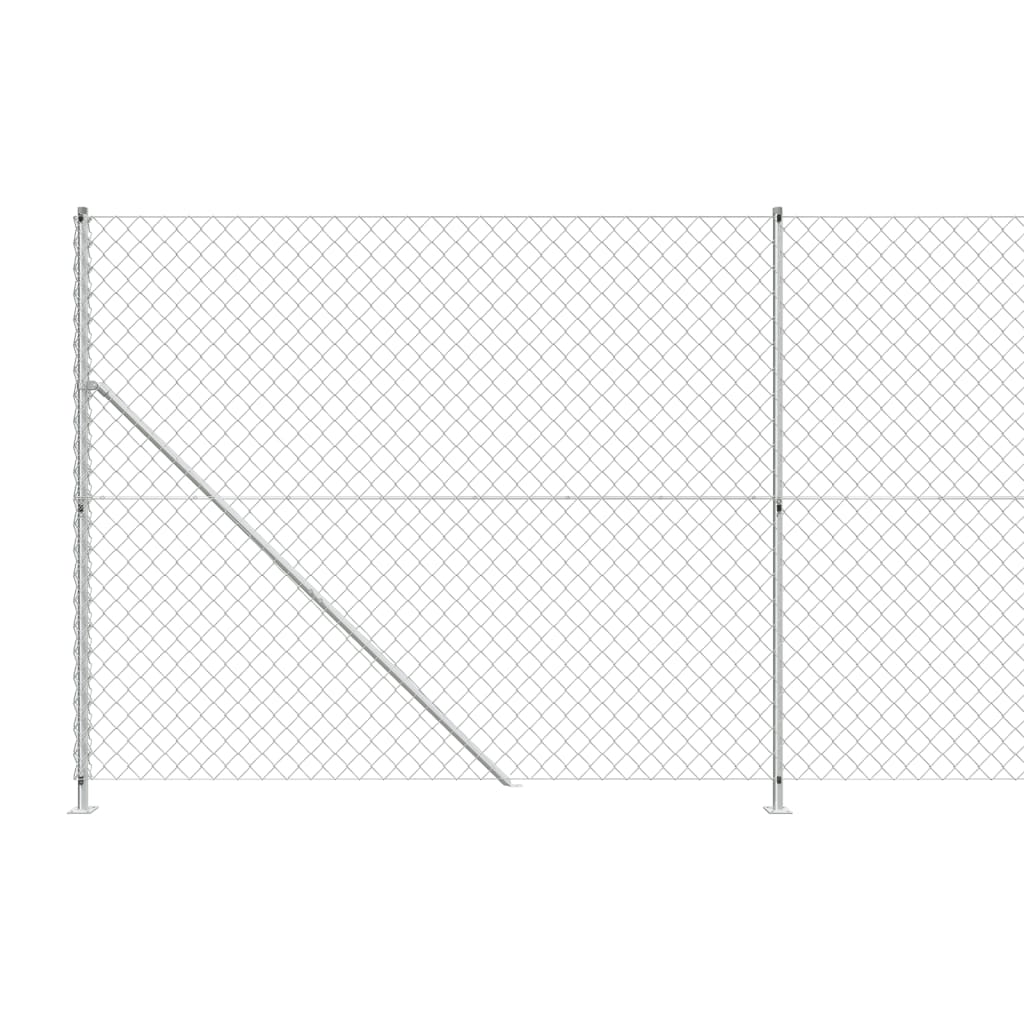 vidaXL Chain Link Fence with Flange Silver 1.6x10 m