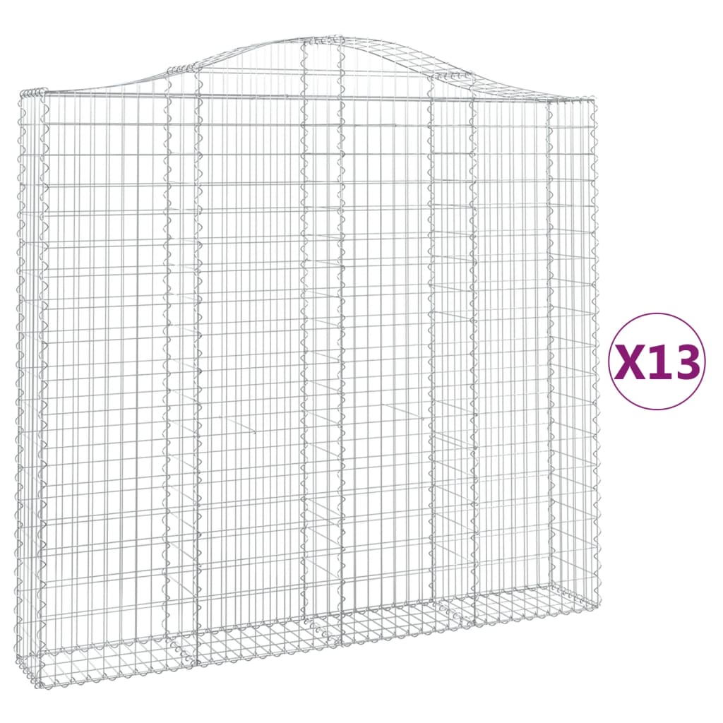 vidaXL Arched Gabion Baskets 13 pcs 200x30x180/200 cm Galvanised Iron