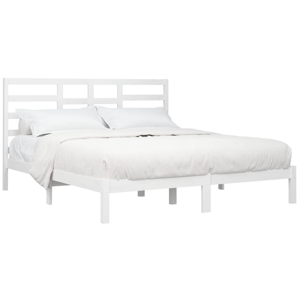 vidaXL Bed Frame without Mattress White Solid Wood 200x200 cm