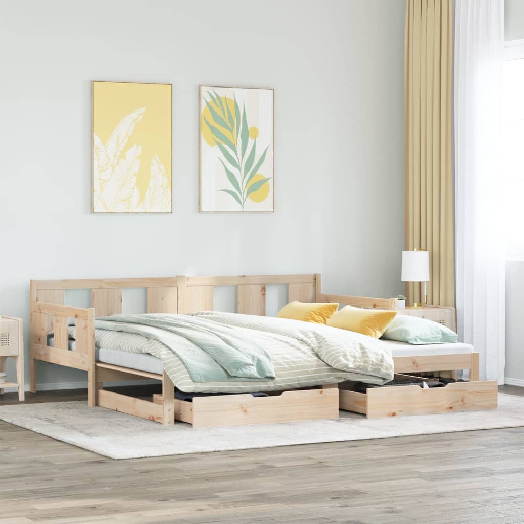 vidaXL Daybed with Trundle and Drawers without Mattress 80x200 cm