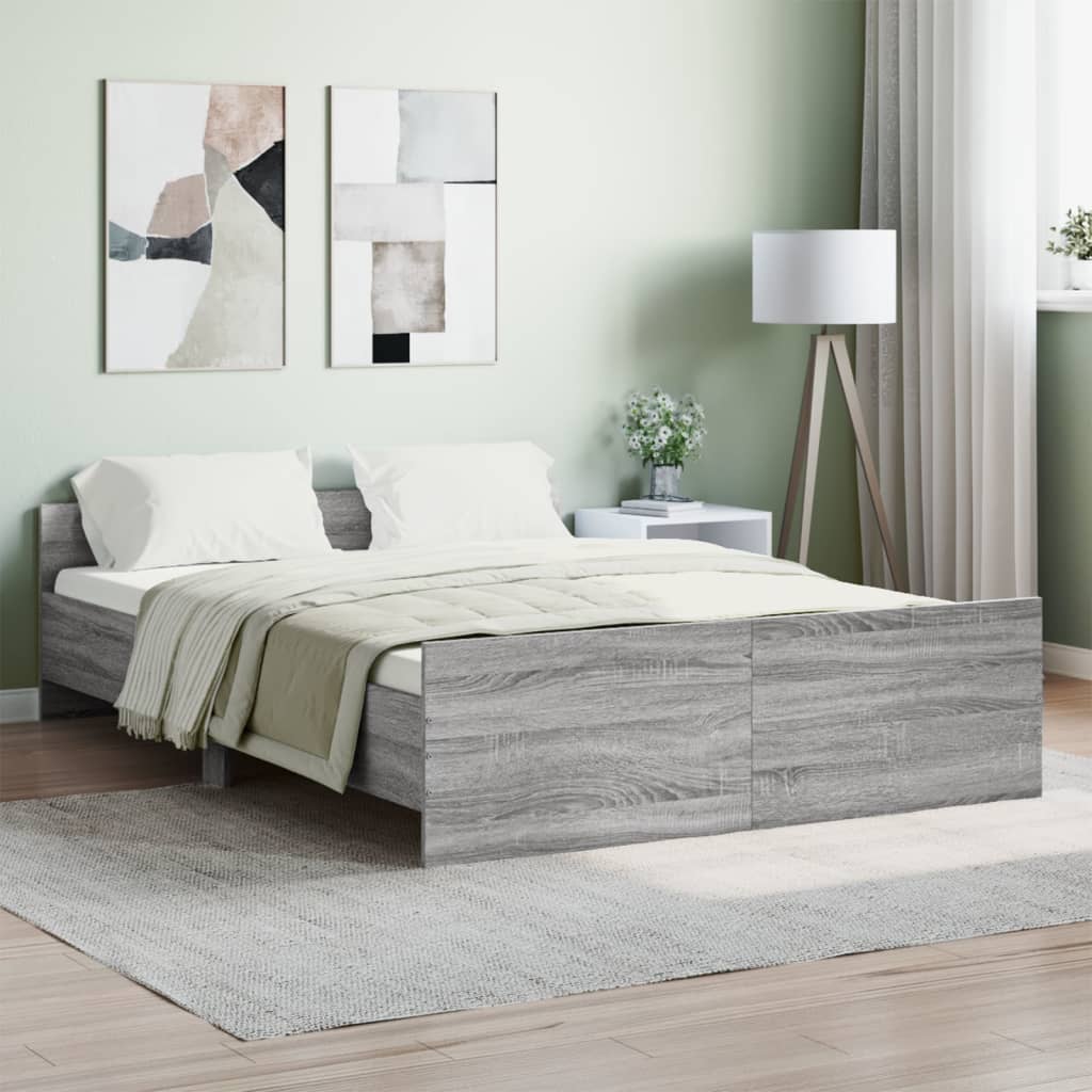 vidaXL Bed Frame without Mattress Grey Sonoma 140x190 cm