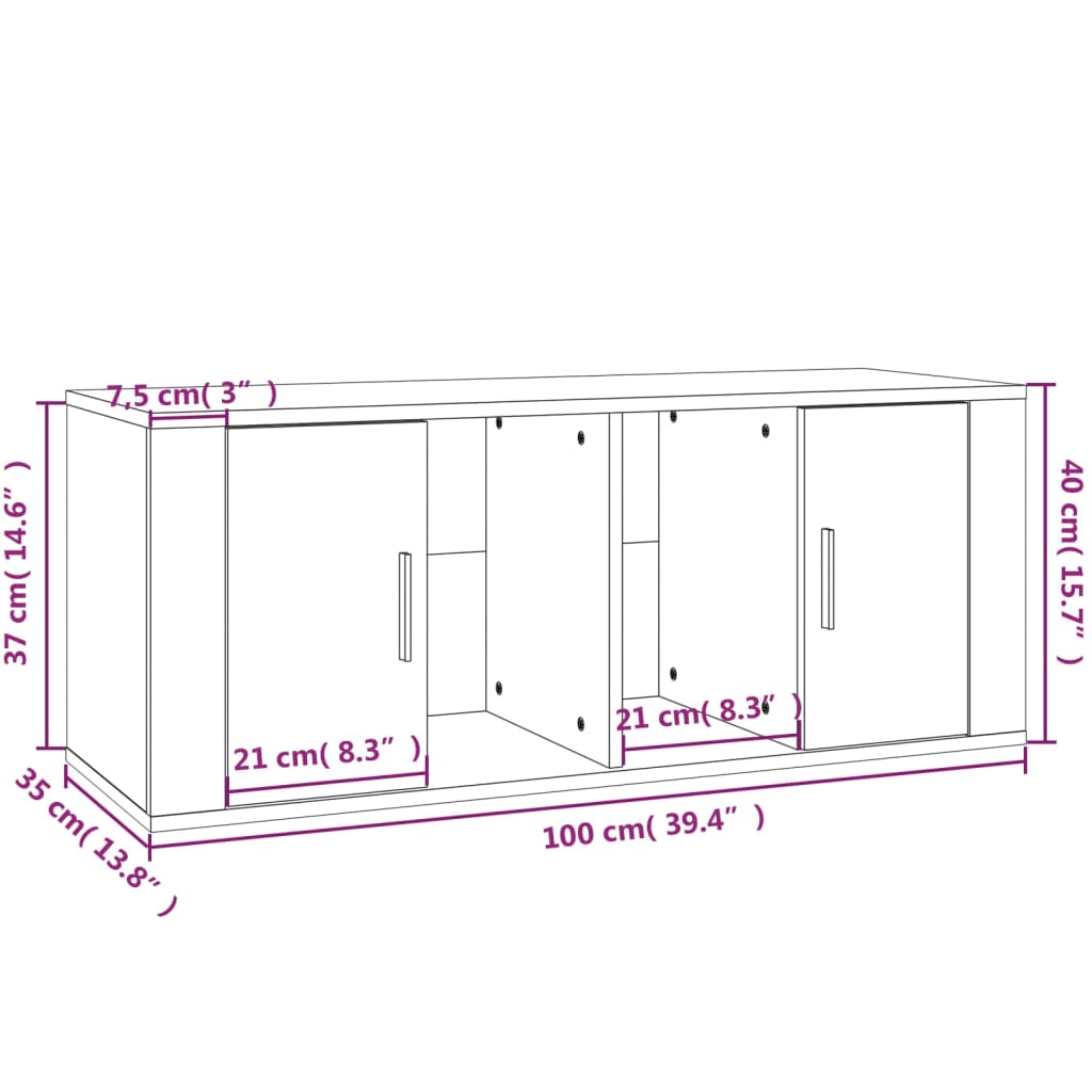 vidaXL TV Cabinet Grey Sonoma 100x35x40 cm Engineered Wood